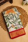 Ikat Silk Off White Saree
