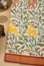Ikat Silk Off White Saree