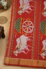 Ikat Silk Off White Saree