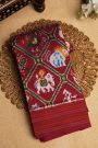 Ikat Silk Maroon Saree