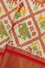 Ikat Silk Off White Saree