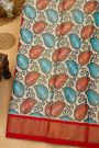 Ikat Silk Off White Saree