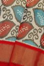 Ikat Silk Off White Saree