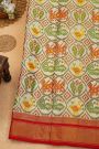 Ikat Silk Off White Saree