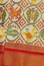 Ikat Silk Off White Saree