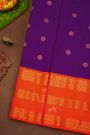 Gadwal Silk Violet Saree With Buttis Body And Birds And Florals Contrast Border