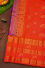 Gadwal Silk Violet Saree With Buttis Body And Birds And Florals Contrast Border