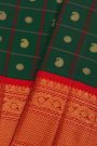 Gadwal Silk Bottle Green Saree With Floral Brocade Pallu
