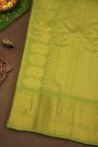 Gadwal Silk Peach Saree Buttis Body With Florals And Mango Paisleys Contrast Border