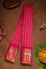 Gadwal Silk Magenta Saree With Florals And Leaves In Zari Checks