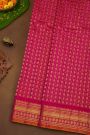 Gadwal Silk Magenta Saree With Florals And Leaves In Zari Checks