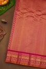 Gadwal Silk Magenta Saree With Florals And Leaves In Zari Checks