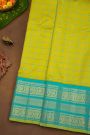Gadwal Silk Mehendi Green Saree With Floral Brocade Pallu