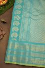 Gadwal Silk Mehendi Green Saree With Floral Brocade Pallu
