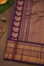 Gadwal Silk Sky Blue Saree With Rudraksha Buttis Body And Peacock Buttis Contrast Border
