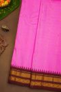 Gadwal Silk Pink Saree With Florals And Leaves In Zari