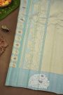 Gadwal Silk Ice Blue Saree With Florals In Lines