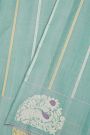 Gadwal Silk Ice Blue Saree With Florals In Lines