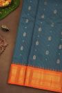 Gadwal Silk Blue Saree With Floral Brocade Pallu