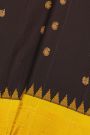 Gadwal Silk Black Saree With Florals And Leaves In Zari