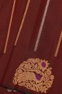 Gadwal Silk Dark Brown Saree With Floral Brocade Pallu
