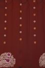 Gadwal Silk Dark Brown Saree With Floral Brocade Pallu