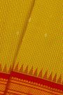 Gadwal Silk Yellow Saree With Diamonds And Florals With Temples Border