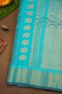 Gadwal Silk Navy Blue Saree With Floral Brocade Pallu