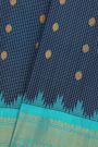 Gadwal Silk Navy Blue Saree With Floral Brocade Pallu