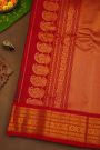 Gadwal Silk Navy Blue Saree With Florals And Leaves With Diamonds Border