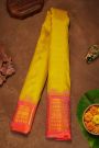 Gadwal Silk Yellow Saree With Buttis Body And Florals And Mango Paisleys Contrast Border