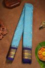 Gadwal Silk Sky Blue Saree With Floral Brocade Pallu