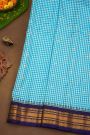 Gadwal Silk Sky Blue Saree With Floral Brocade Pallu
