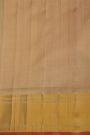 Gadwal Silk Peach Saree With Mango Paisleys Body And Rudraksha Buttis Contrast Border