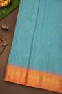 Gadwal Silk Sky Blue Saree With Floral Brocade Pallu
