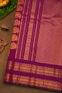 Gadwal Silk Yellow Saree With Buttis Body And Contrast Mango Paisley Border