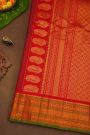 Gadwal Silk Bottle Green Saree With Floral Brocade Pallu
