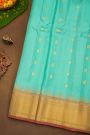 Gadwal Silk Sky Blue Saree With Floral Brocade Pallu