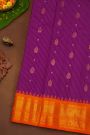 Gadwal Silk Violet Saree With Mango Paisley Body And Contrast Florals Border