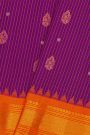 Gadwal Silk Violet Saree With Mango Paisley Body And Contrast Florals Border
