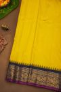 Gadwal Silk Mustard Saree With Florals And Leaves Jaal Border