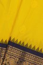 Gadwal Silk Mustard Saree With Florals And Leaves Jaal Border