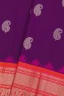 Gadwal Silk Purple Saree With Florals And Diamonds In Zari Border