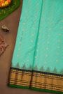 Gadwal Silk Sky Blue Saree With Florals And Diamonds Border