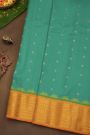 Gadwal Silk Peacock Blue Saree With Florals And Leaves Jaal Border