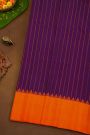 Gadwal Silk Purple Saree With Lines Body And Contrast Temple Border