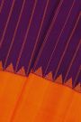 Gadwal Silk Purple Saree With Lines Body And Contrast Temple Border