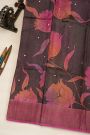 Fancy Tussar Black Saree With Kaddi Border