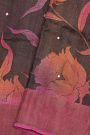 Fancy Tussar Black Saree With Kaddi Border