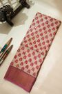 Fancy Tussar Cream Saree With Kaddi Border
